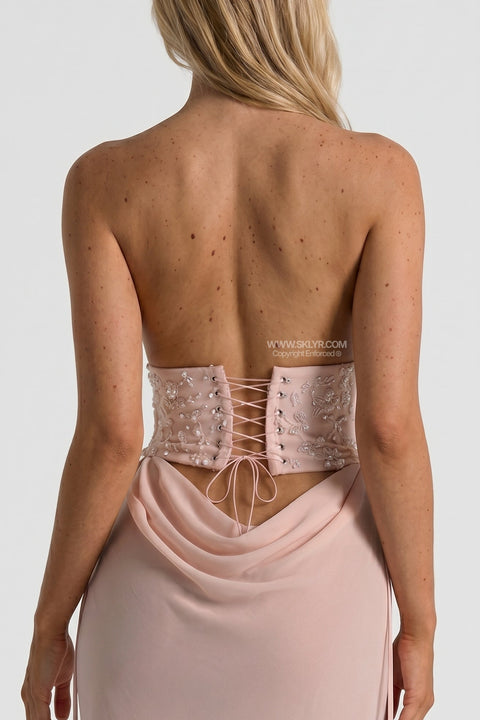 Blush Satin Slip Two-Piece Set