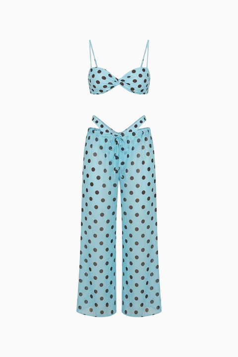 3-Piece Polka Dot Swimwear & Beach Pant Set