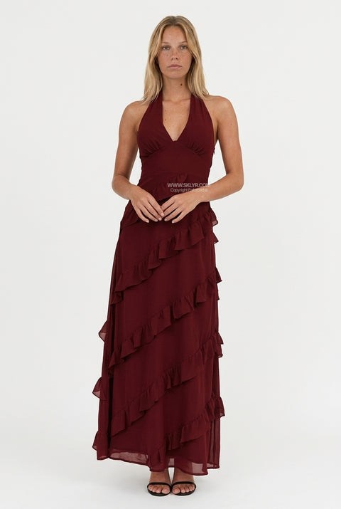 Blush Satin Bias-Cut Maxi Dress