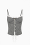 Black & White Gingham Lace-up Corset Top