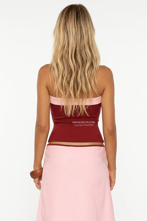 Pink Strapless Contrast Set