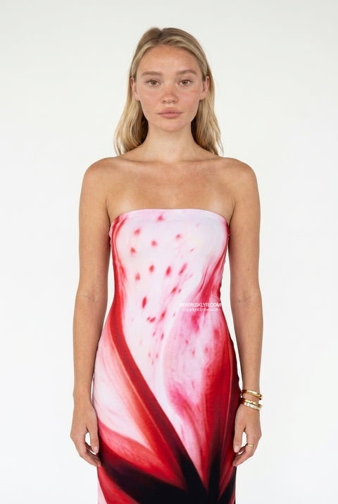 Floral Print Strapless Maxi Dress