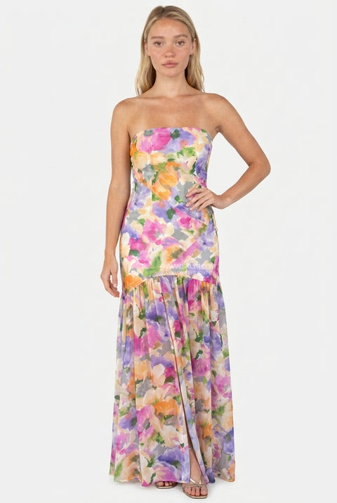 Blush Floral Flowing Maxi Dress