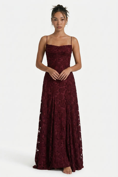 Burgundy Column Maxi Dress