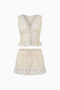 Cream Lace Crochet Top & Skirt Set
