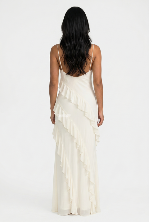 Ivory Lace Overlay Maxi Dress