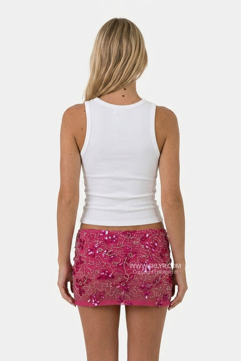 Pink Sequin Mini Skirt Set