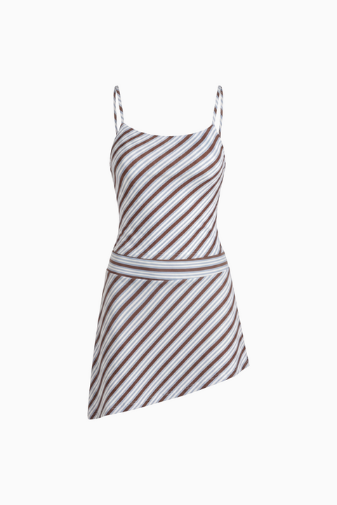 Casual Diagonal Stripe Mini Dress