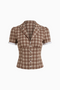 Brown Gingham Check Crop Top