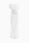 White Off-Shoulder Fitted Maxi Dress