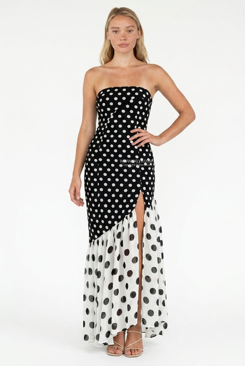 Black Polka Dot Flowing Maxi Dress