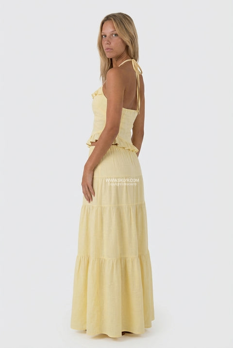 Yellow Linen Halter & Skirt Set