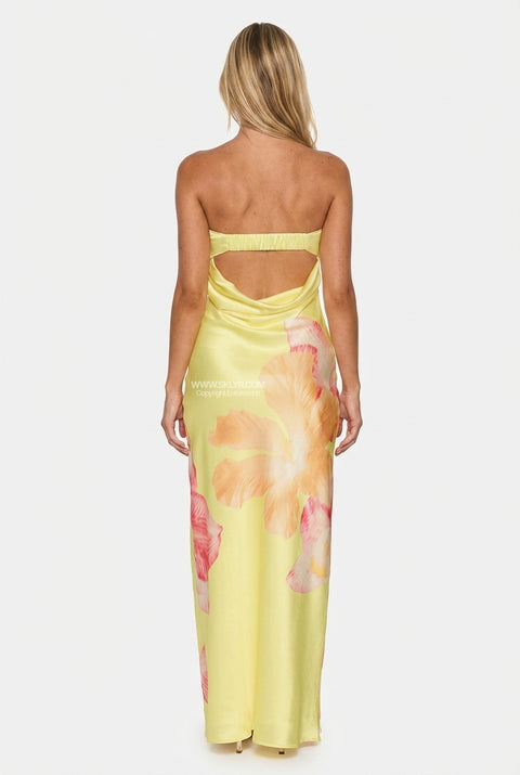 Orange Hibiscus Abstract Maxi Dress