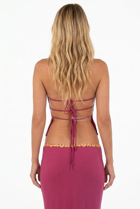 Burgundy Halter Maxi Set