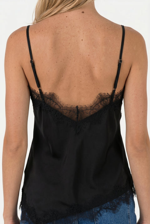 Black Satin Spaghetti Strap Top