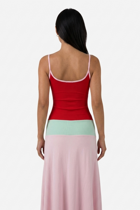 Color-Block Tricolor Strappy Midi Dress