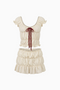 Cream Ruffled Tie-Front Co-ord Set
