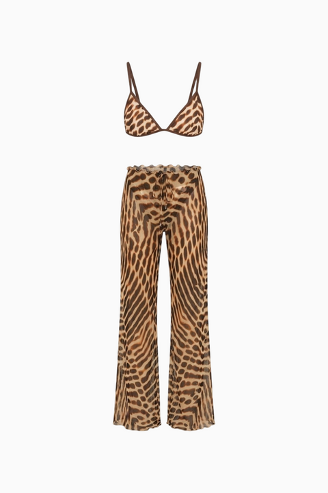 Sheer Animal Print 3-Piece Beach Bikini