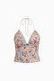 Embellished Floral Embroidered Halter Top