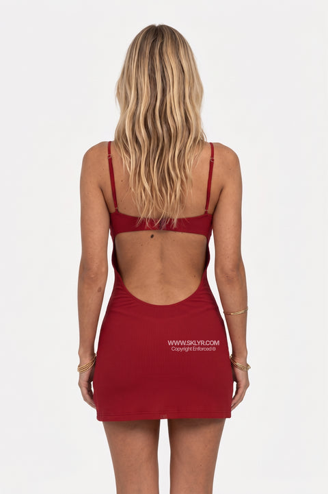 Burgundy Sleek Fitted Mini Dress