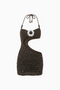 Brown Knit Cutout Halter Mini Dress