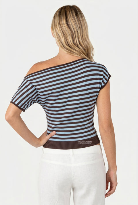 Asymmetrical Striped Knit Top