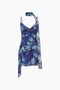Blue Butterfly Cowl Mini Dress