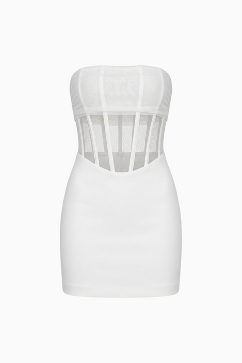 White Structured Corset Mini Dress