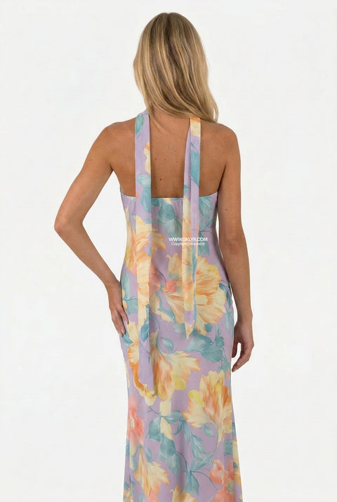 Lavender Large Floral Maxi Dress