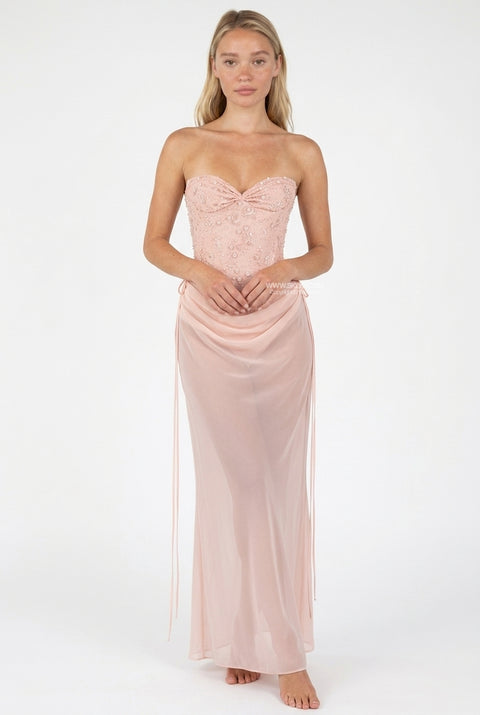 Blush Satin Slip Two-Piece Set