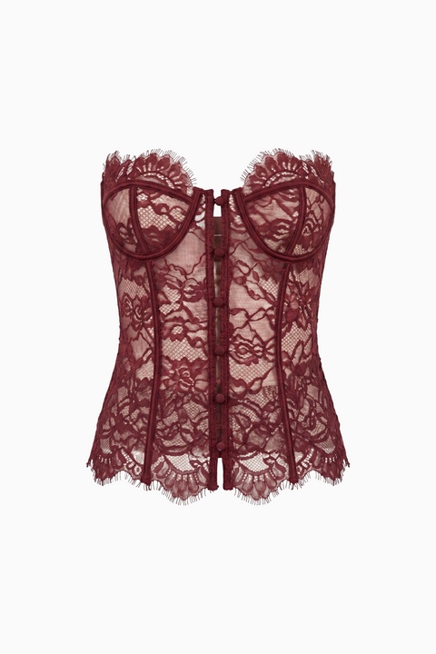 Deep Burgundy Lace Corset Top