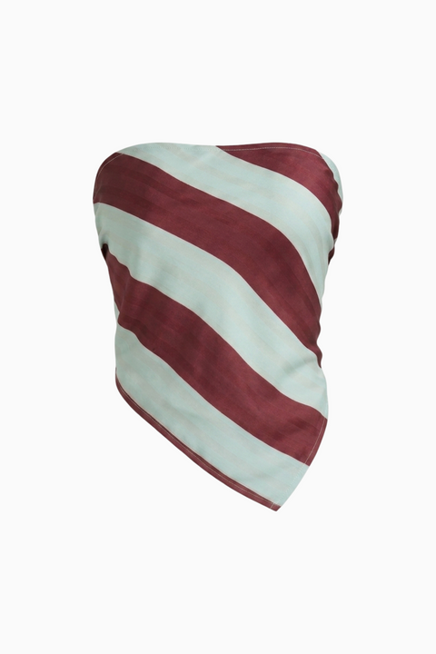 Bold Stripe Pointed Hem Bandeau Top