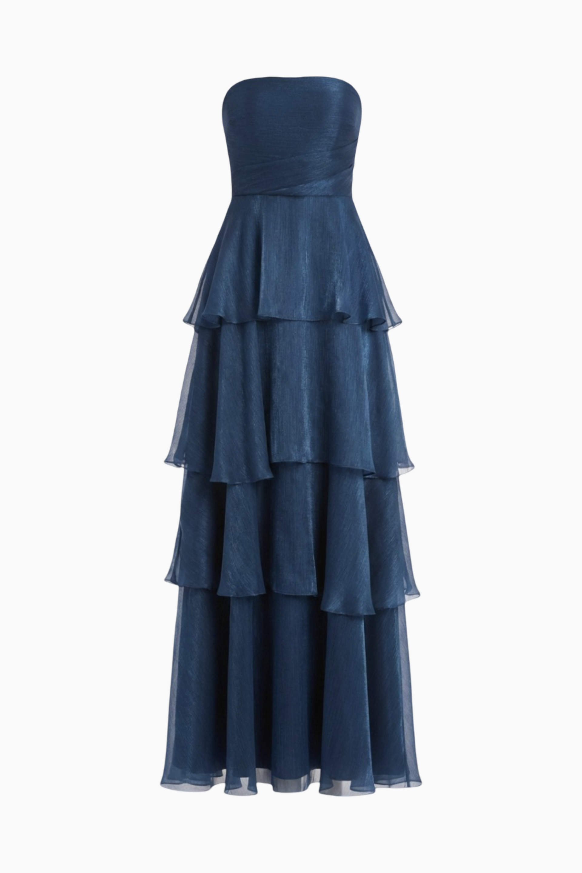 corset ruffle strapless maxi dress in navy Tiered – Sklyr Variant:XSmall Glittery seam detailing and a Pretty Little Thing Black