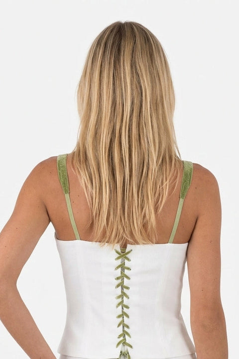 Olive Green Lace-Up Corset Top