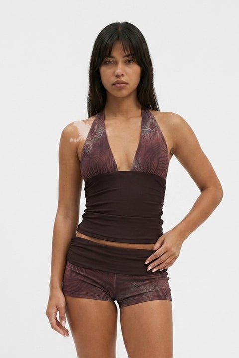 Retro Swirl Print Halter Lounge Set