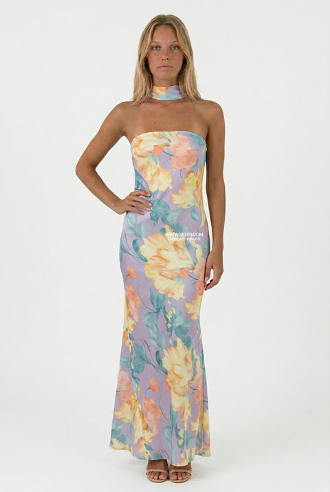 Lavender Large Floral Maxi Dress