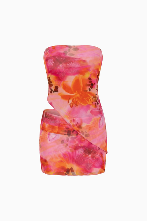 Pink and Orange Strapless Matching Set