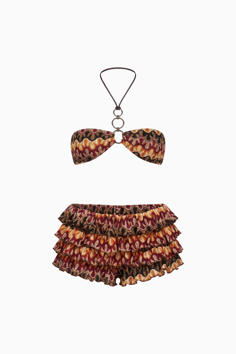 Paisley Print O-Ring Halter Bikini Set
