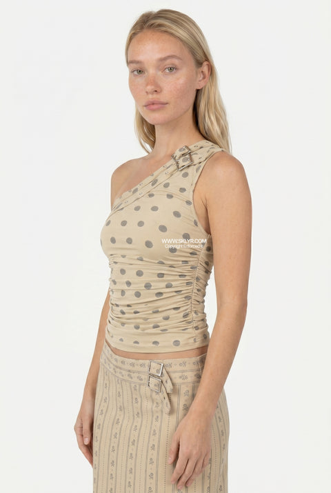 Asymmetric Polka Dot & Patterned Skirt Set