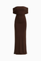 Brown Off-Shoulder Column Maxi Dress