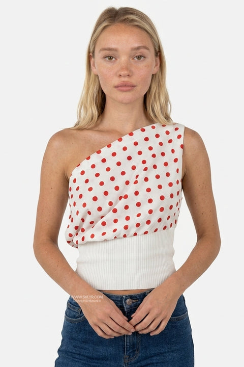 Neutral Dot Fitted Top