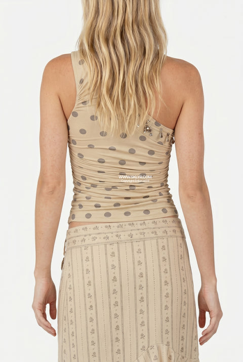 Asymmetric Polka Dot & Patterned Skirt Set