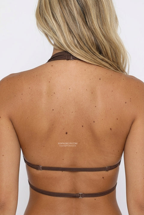 Brown Fitted Sleeveless Top