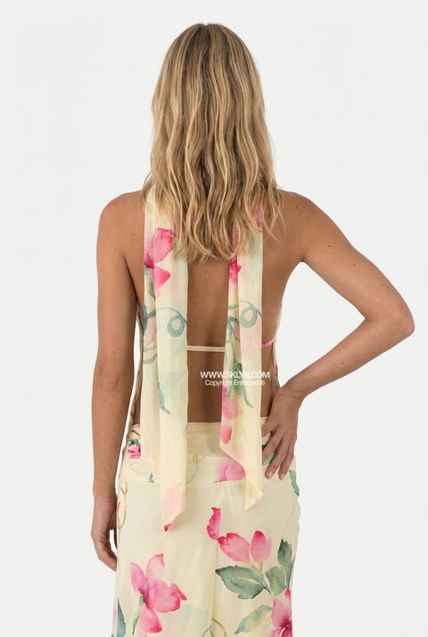Yellow Floral Maxi Skirt Set