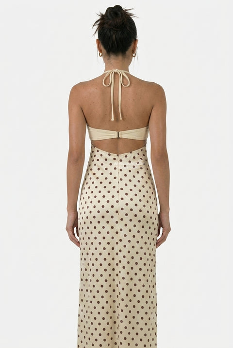 White Dot-Print Wrap Maxi