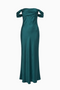 Dark Green Off-The-Shoulder Satin Maxi Dress