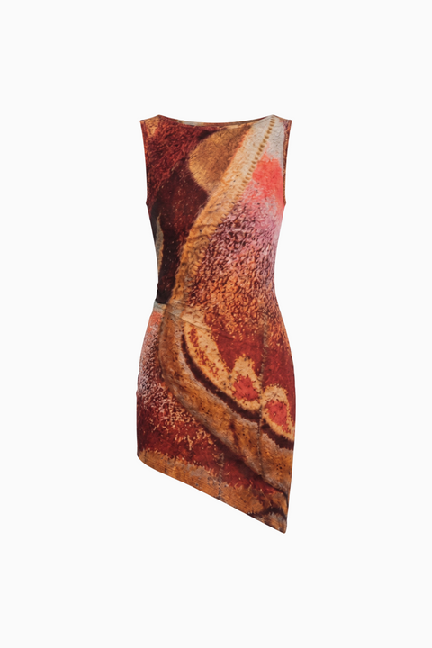 Terra Abstract Asymmetric Mini Dress