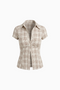 Structured Plaid Button-Front Top