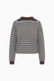 Brown and Blue Striped Collar Knit Sweater