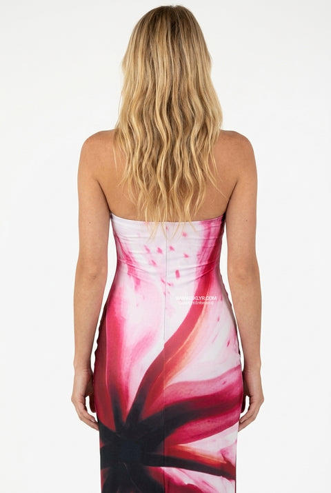 Floral Print Strapless Maxi Dress